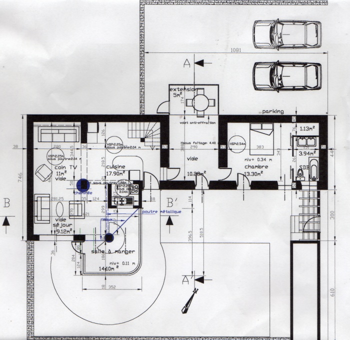 Extension d'une maison ( vrandas ) : Plan maison et vrandas